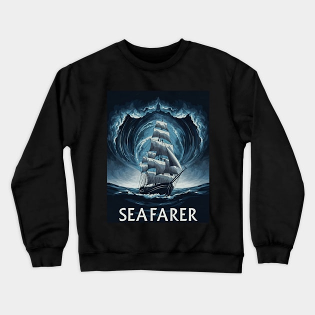 Ship Artwork Sea Travel Painting Crewneck Sweatshirt by Abeer Ahmad